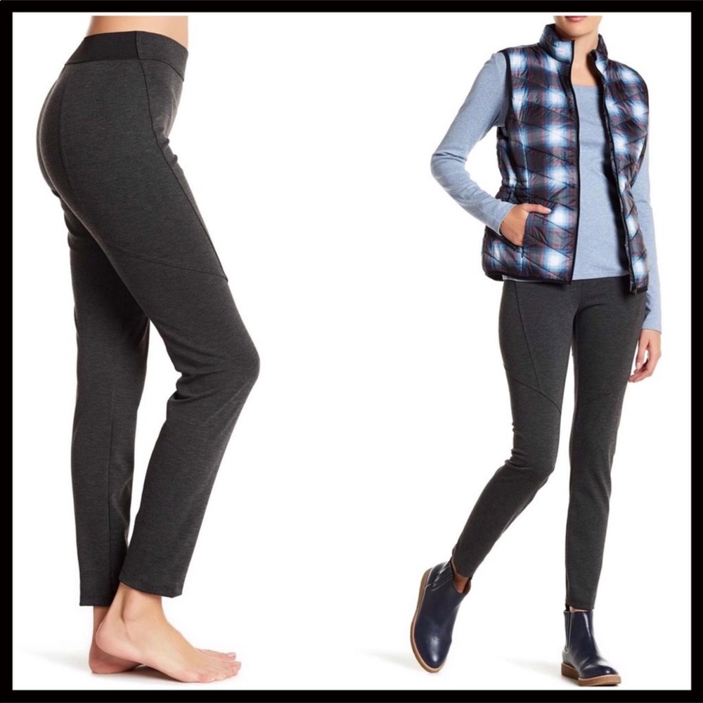 FITTED SKINNY PANTS GRAY BASIC STRAIGHT LEG CASUAL KNIT PANTS - Picture 8 of 8